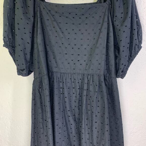 A NEW DAY Black Eyelet Open Back Puff‎ Sleeve Mini Dress Size 3X - NWT - Picture 5 of 16